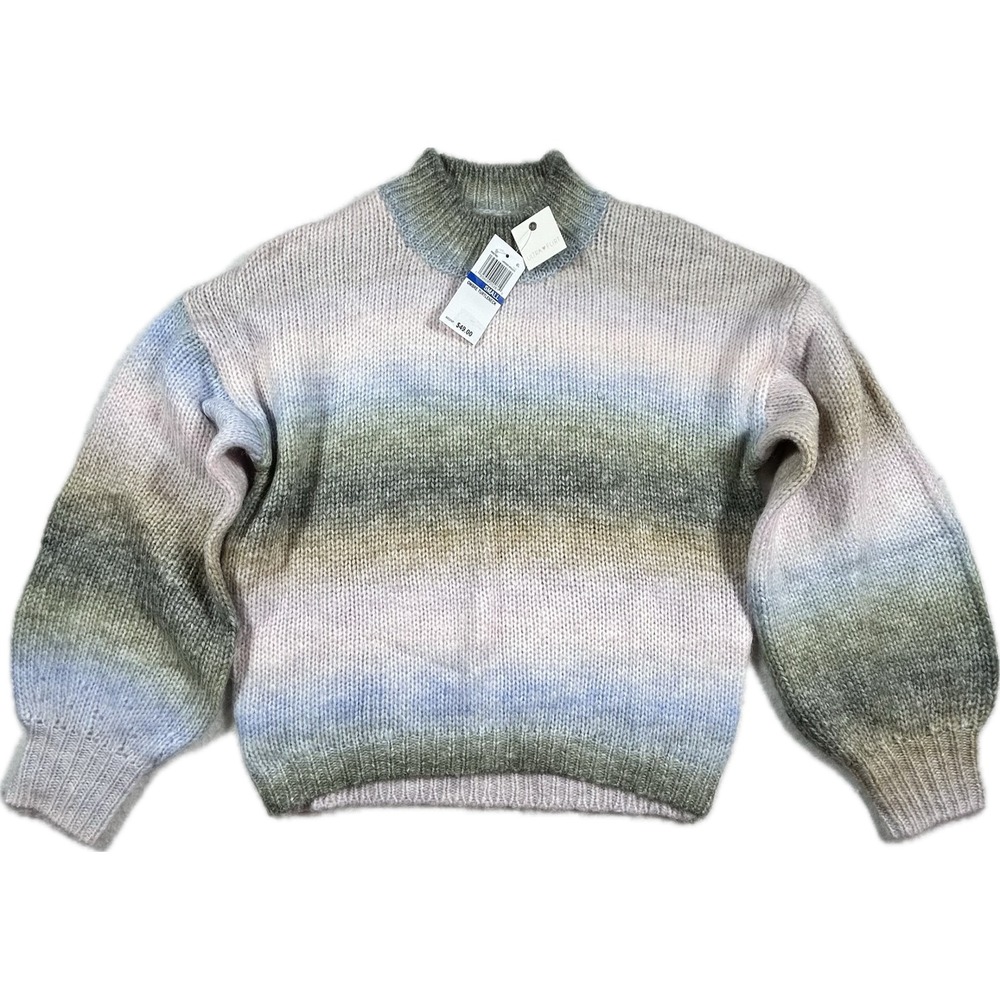 Aston Grey Womens Ombre Mock Neck Sweater Pastel Blue Green Lavender Small NWT
